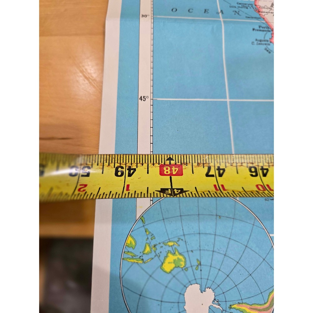 Vintage Hammond International Map of the World Mercator Projection 49x33